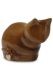 Handgemaakte kattenurn van keramiek met hartje - bruin