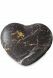 Halfstaande hart urn - Zwart met goudkleurige aders - Love Collectie