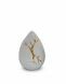Kleine traandruppel urn 'Kintsugi' wit met bladgoud