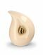 Teardrop urn van keramiek beige met kleine goudkleurige traanduppel