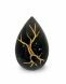 Traandruppel urn 'Kintsugi' zwart met bladgoud