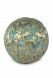 Bronzen mini urn groene bol met goudkleurig motief