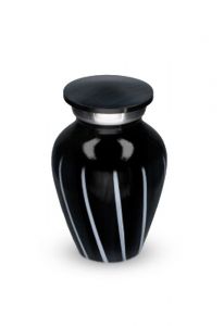 Aluminium mini urn 'Elegance' zwart met streep