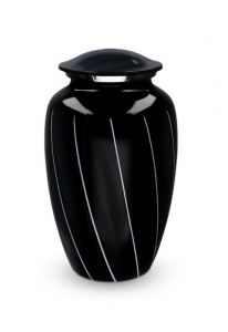 Aluminium urn 'Elegance' zwart met witte strepen