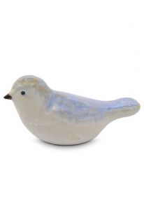 Mini urn van keramiek 'Vogeltje' lichtblauw