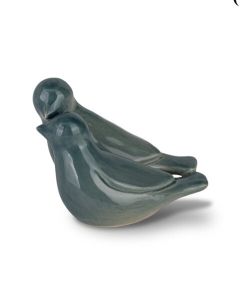 Keramische mini urn ‘Birds of love’ turquoise