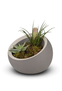 Porseleinen urn ‘Terra’ - donkergrijs met wit accent