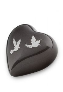 Messing mini urn hart met vogels
