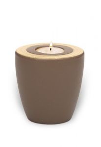 Kaarshouder mini urn 'Luna' Teak gold