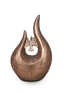 Keramische kunst urn 'Eeuwige vlam' met vogel