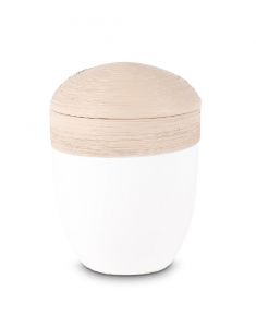 Keramische urn 'Horizon' beige/wit