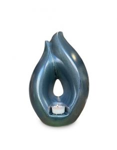 Keramische urn 'Flame of Memory' grijsblauw - geschikt voor LED