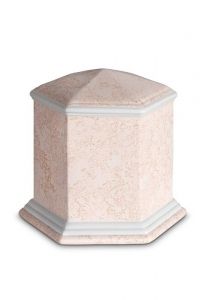 Urn van porselein 'Esagono' | Coral roze reliëf
