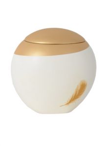 Glasfiber urn 'Éole' wit en goud