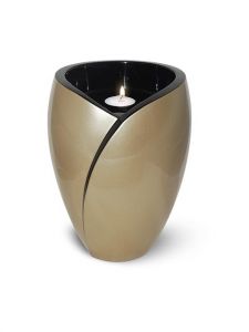 Glasfiber urn 'Luce' met kaarshouder goud