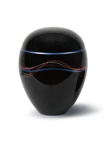 Glasfiber urn 'Ondine' met blauw lint