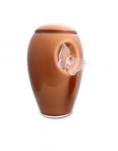 Glazen urn met vlinder 'Rusty brown'