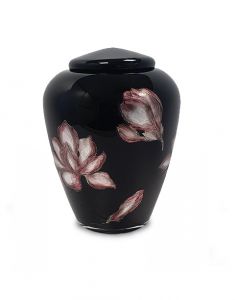Glazen urn 'Magnolia' zwart