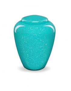 Glazen urn turkoois - symbool van rust en verbondenheid
