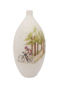 Handbeschilderde mini urn 'Mountainbiker'