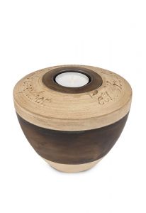 Handgemaakte mini urn 'Tolos' met kaarsje