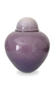 Handgemaakte paarse keramische urn voor binnen en buiten