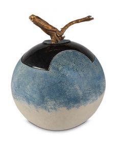 Handgemaakte urn van keramiek 'Fusi' blauw