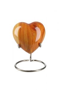 Mini urn hart 'Elegance' met houtnerf (incl. voetje)