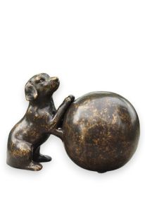 Bronzen mini urn met hondje