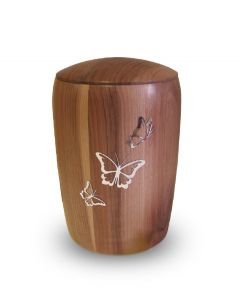 Houten urn 'Vlinders'