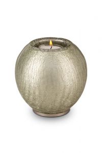 Kristal glazen kaarshouder mini urn khaki craquelé