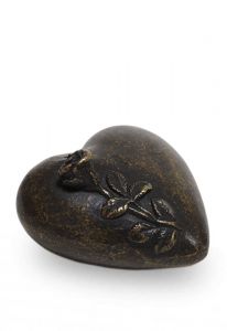 Bronzen mini urn 'Hart met rozentak'