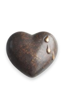 Mini urn hart met tranen
