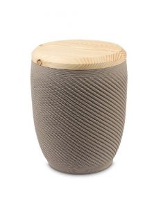 Urn van keramiek 'Pearl' grijsbruin met vuren deksel