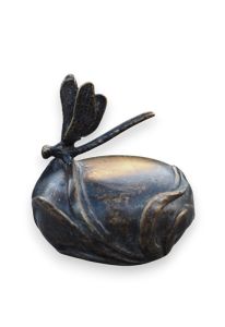 Bronzen mini urn met libelle