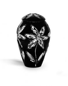 Urn van Bohemiaans kristalglas 'Linda' zwart