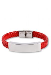 Gevlochten lederen as-armband rood