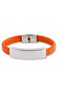 Gevlochten lederen as-armband oranje