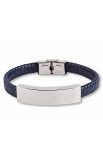 Gevlochten lederen as-armband donkerblauw