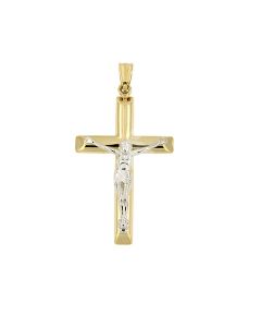 Gedenksieraad 14 karaat bicolorgoud 'Kruis met corpus'