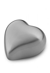 Hartvormige mini urn zilver mat