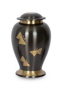 Messing urn grijs met goudkleurige vlinders