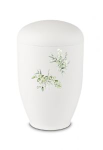 Metalen urn wit met droogbloemen