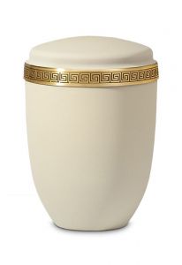 Matte stalen urn wit met band