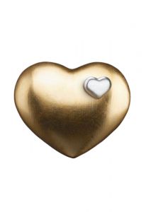 Mini urn 'Hart van goud' met zilverkleurig hartje