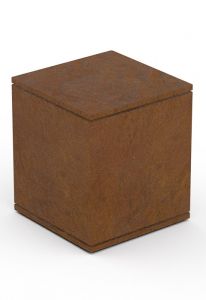 Mini urn 'Kubus' van cortenstaal