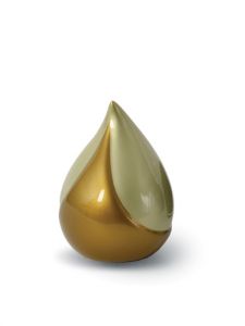 Glasfiber mini urn 'Traandruppel' goudkleurig