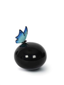 Glasfiber mini urn 'Vlinder' blauw