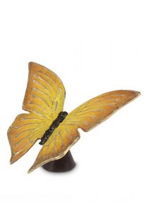 Bronzen mini urn 'Vlinder' geel