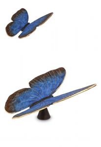 Bronzen mini urn 'Vlinder' blauw